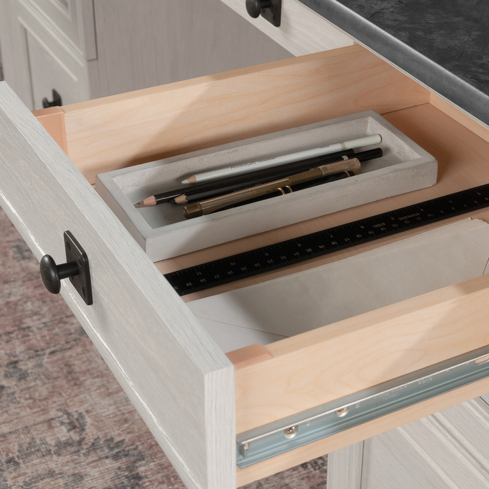 Palladia 65.12\" Executive Desk with 7 Drawers – Glacier Oak