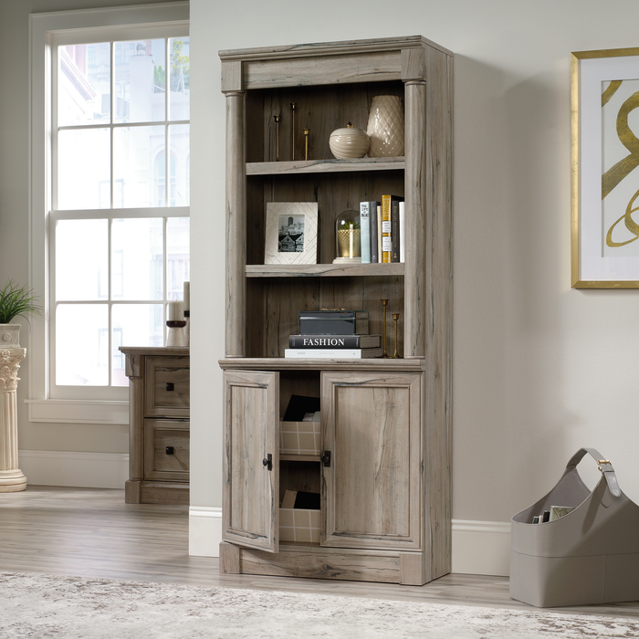 Palladia 29.37” Traditional Bookcase with Storage Cabinet – Split Oak