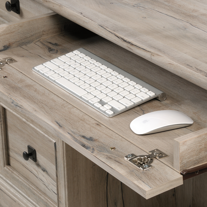 Palladia 65.12\" Executive Desk with 7 Drawers – Split Oak