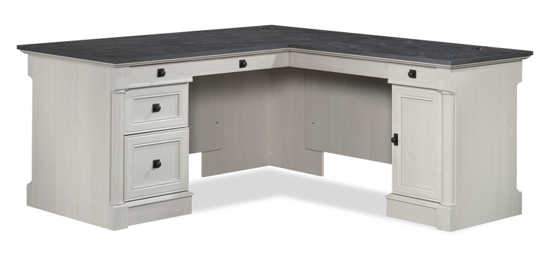 Palladia 65.12\" L-Shaped Desk with 3 Drawers – Glacier Oak