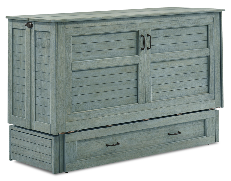 Parker Cabinet Bed with Pocket Coil Memory Foam Mattress, Blue - Queen Size