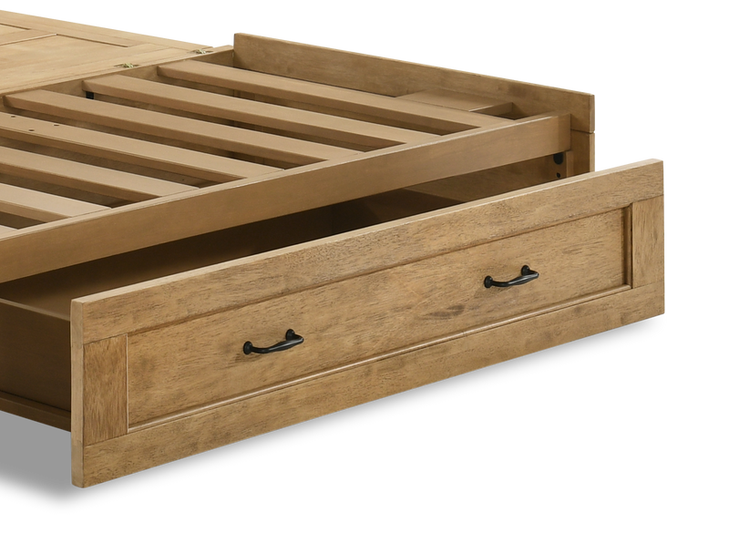 Parker Cabinet Bed with Pocket Coil Memory Foam Mattress, Brown - Queen Size 