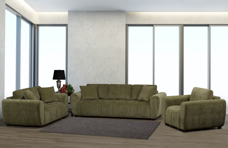 Made in Canada Pebble 70\" Fabric Loveseat with Matching Accent Pillows - Green
