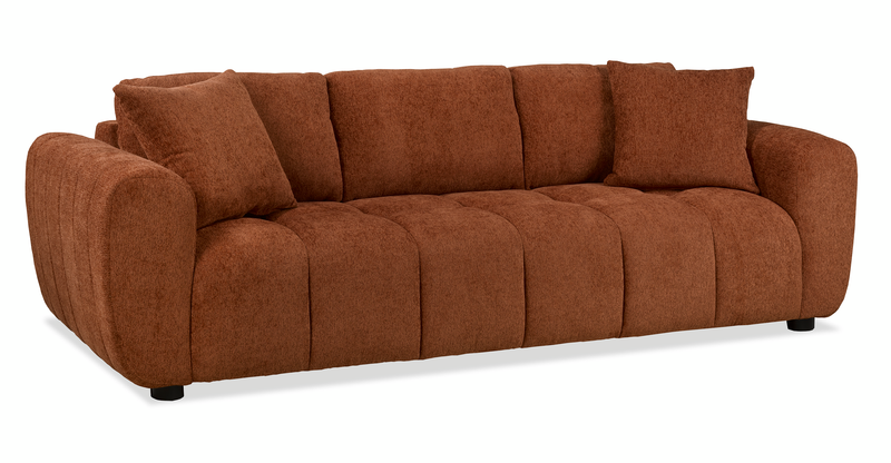 Made in Canada Pebble 96\" Fabric Sofa with Matching Accent Pillows - Orange