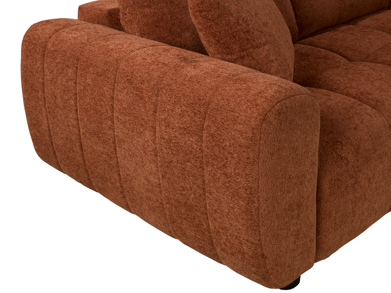 Made in Canada Pebble 96\" Fabric Sofa with Matching Accent Pillows - Orange