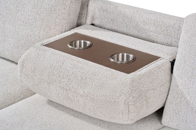 Pocket 2-piece Left-facing Linen-Look Fabric Sleeper Sectional with Storage - Beige