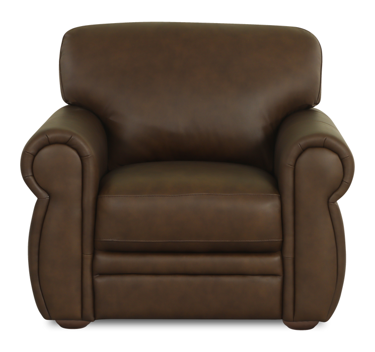 Porto 45\" Traditional Genuine Leather Accent Chair - Chocolate