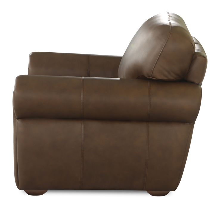 Porto 45\" Traditional Genuine Leather Accent Chair - Chocolate