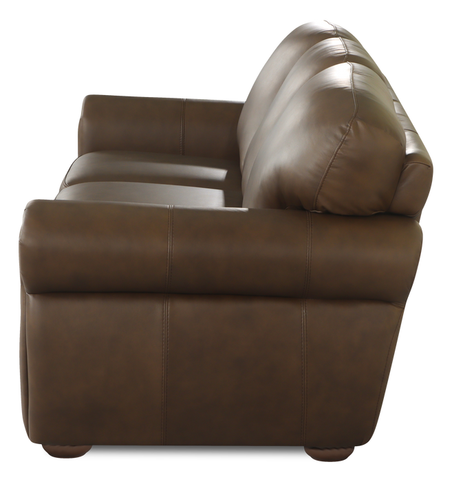 Porto 90\" Traditional Genuine Leather Sofa  - Chocolate