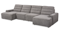 Shaquille O’Neal Home Prestige 4-Piece Sectional with Power Sliding and Storage Chaise – Grey 