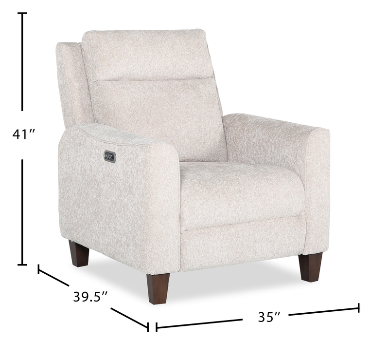 Primrose 35” Chenille Fabric Power Reclining Chair with Power Headrest – Linen