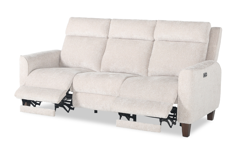 Primrose 81” Chenille Fabric Power Reclining Sofa with Power Headrest – Linen