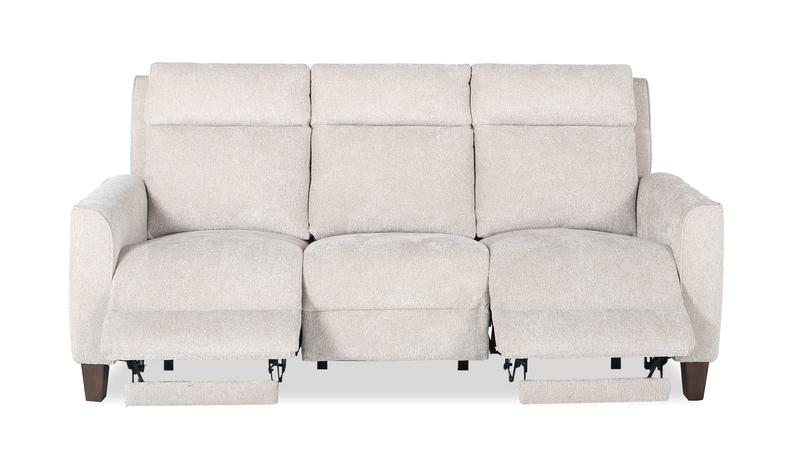 Primrose 81” Chenille Fabric Power Reclining Sofa with Power Headrest – Linen