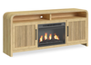 Ridgemont 70” Electric Fireplace TV Stand with Cable Management for TVs up to 80” – Natural Pine | Meuble TV Ridgemont de 70 pouces avec foyer électrique et système de gestion des câbles – Convient aux téléviseurs jusqu'à 80 pouces – Pin naturel