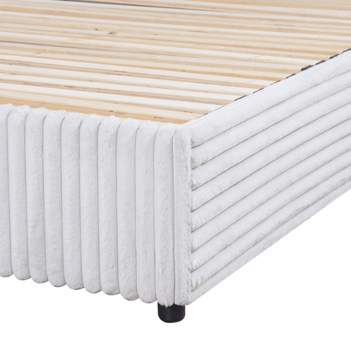 Ridge Upholstered Storage Platform Bed in Grey Fabric - Queen Size