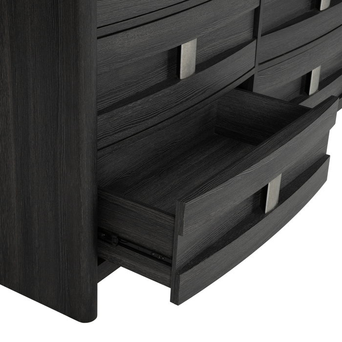 Rocco Bedroom 6-Drawer Dresser, 62\"W x 37\"H - Dark Grey