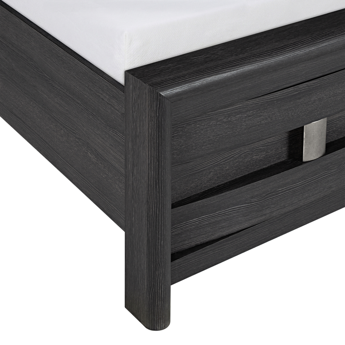Rocco Storage Bed with 2 Built-In Footboard Drawers & LED Lit Headboard, Dark Grey - King Size