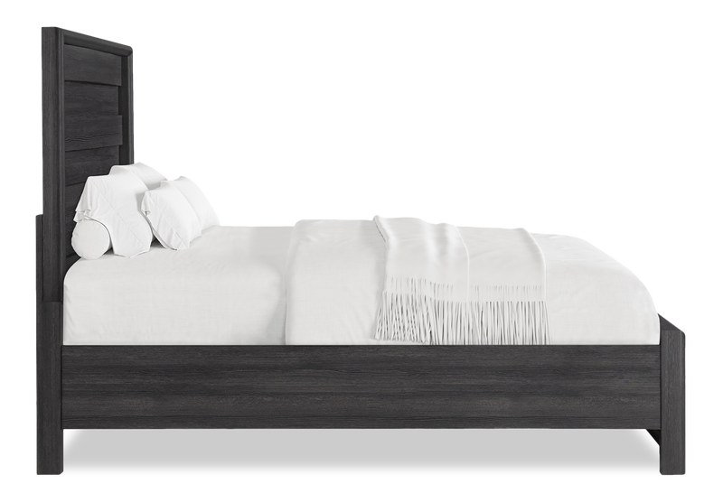 Rocco Storage Bed with 2 Built-In Footboard Drawers & LED Lit Headboard, Dark Grey - Queen Size 