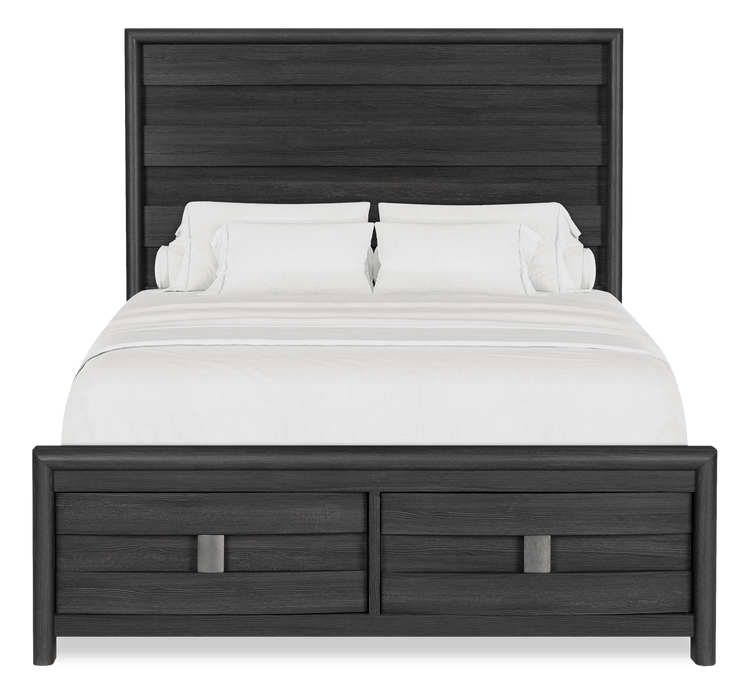 Rocco 5pc Bedroom Set with LED Lit Storage Bed, Dresser & Mirror, Dark Grey - Queen Size