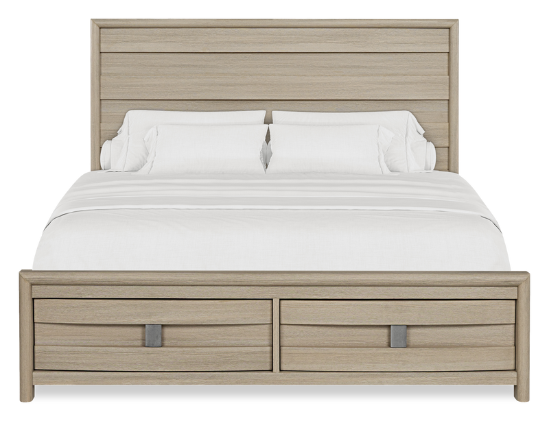 Rocco 5pc Bedroom Set with LED Lit Storage Bed, Dresser & Mirror, Light Brown - King Size