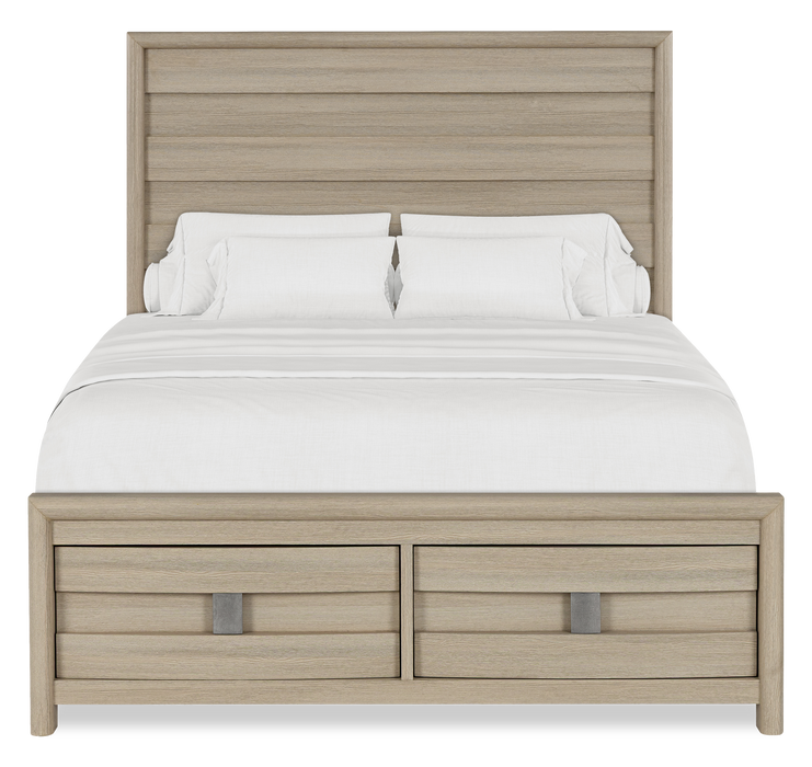 Rocco 5pc Bedroom Set with LED Lit Storage Bed, Dresser & Mirror, Light Brown - Queen Size