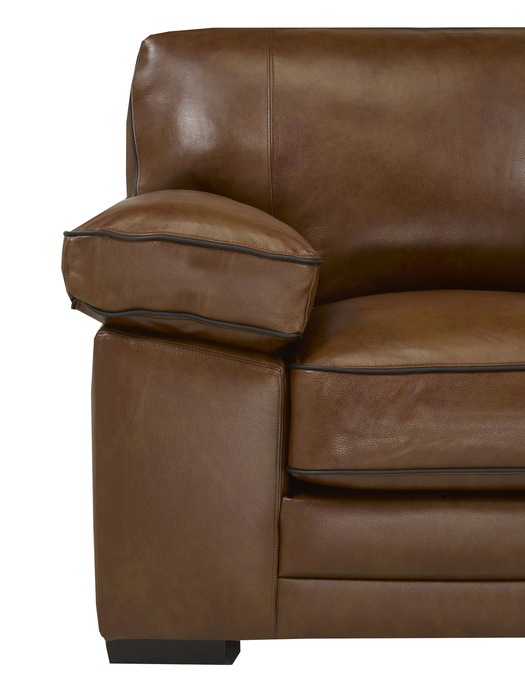 Rodeo 46” Top-Grain Genuine Leather Chair with Removable Cushions – Chestnut 