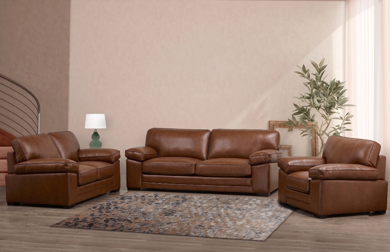Rodeo 46” Top-Grain Genuine Leather Chair with Removable Cushions – Chestnut 