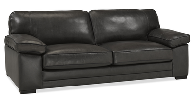 Rodeo 91” Top-Grain Genuine Leather Sofa with Removable Cushions – Charcoal | Sofa Rodeo de 91 po en cuir véritable de qualité supérieure avec coussins amovibles - anthracite