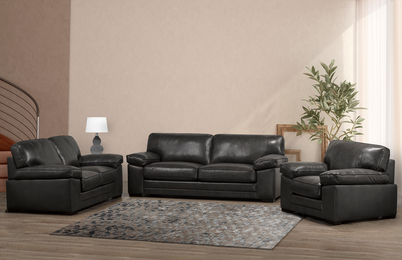 Rodeo 46” Top-Grain Genuine Leather Chair with Removable Cushions – Charcoal
