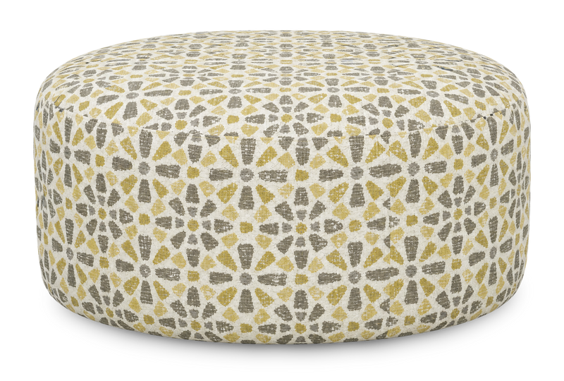 Made in Canada Customizable Sofa Lab Round 38\" Fabric Ottoman – Lemonade Accent Fabric 