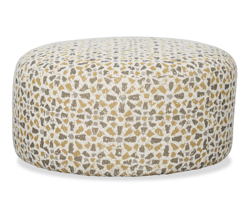 Made in Canada Customizable Sofa Lab Round 38\" Fabric Ottoman – Lemonade Accent Fabric 