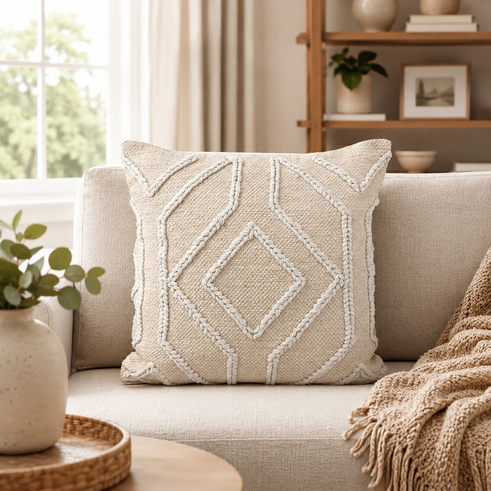 Sadie Fabric Accent Pillow - Beige