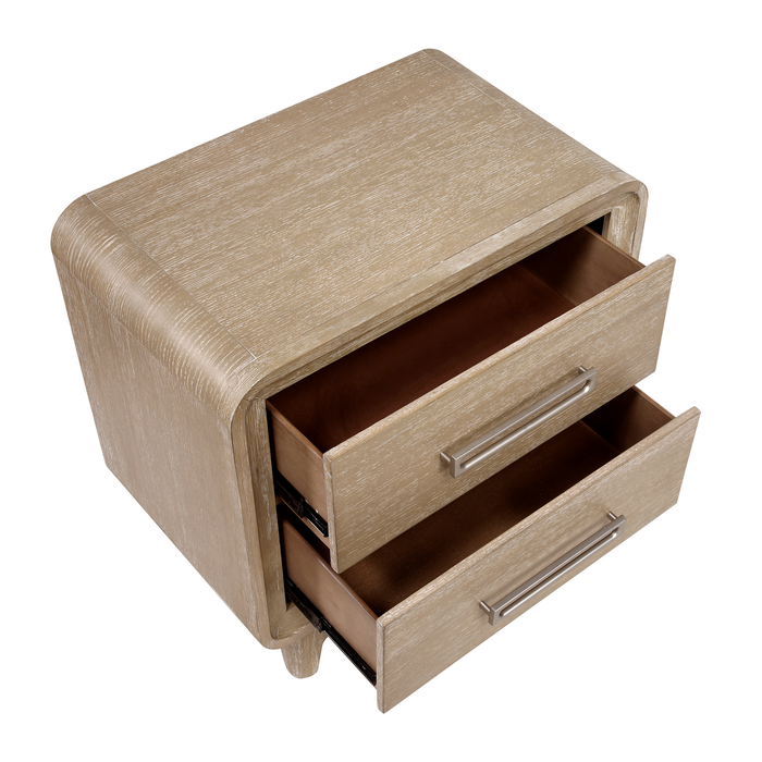 Sasha Bedside 2-Drawer Nightstand, 28\"W x 27\"H - Natural Oak Brown