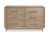 Sasha 5pc Bedroom Set with Fabric Bed, Dresser & Mirror, Natural Oak Brown - King Size | Ensemble de chambre à coucher Sasha 5 pièces avec lit en tissu, commode et miroir, brun chêne naturel - format très grand lit
