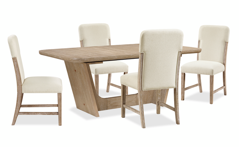 Austin 5pc Extension Dining Set with Table & 4 Chairs, 82-94\"W - Taupe & Natural Oak Brown