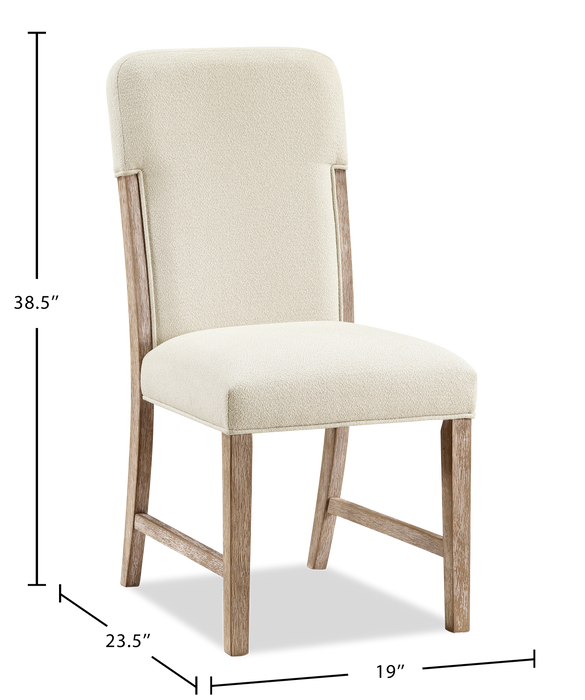 Sasha Dining Chair with Chenille Fabric - Taupe/Natural Oak Brown