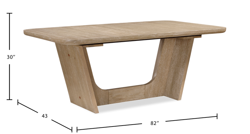 Sasha Extension Dining Table with Trestle Base, 82-94\"W - Natural Oak Brown