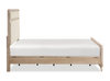 Sasha Panel Bed with Fabric Headboard & Footboard, Natural Oak Brown - King Size | Lit à panneaux Sasha avec tête et pied de lit en tissu, brun chêne naturel - format très grand lit