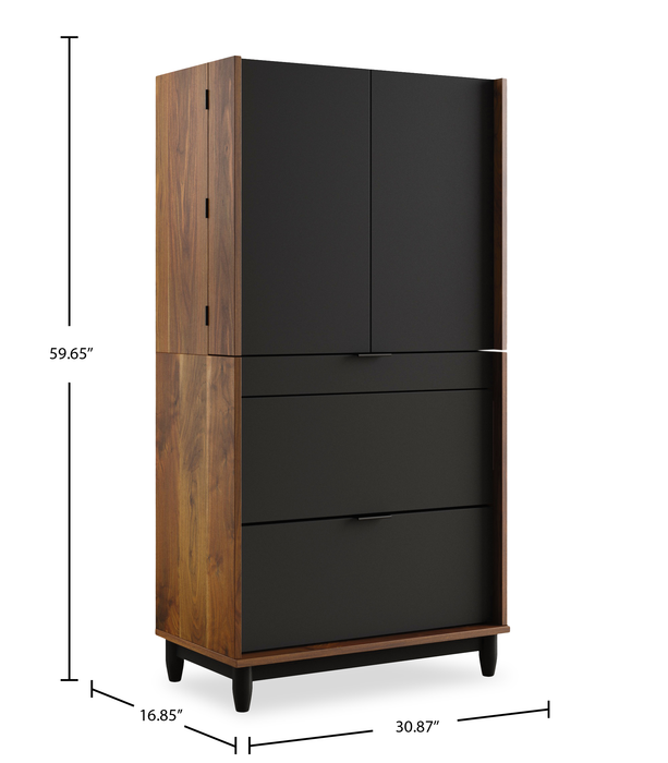 Sedgwick 30.87” 2-Door Computer Armoire Desk with Cable Management – Grand Walnut