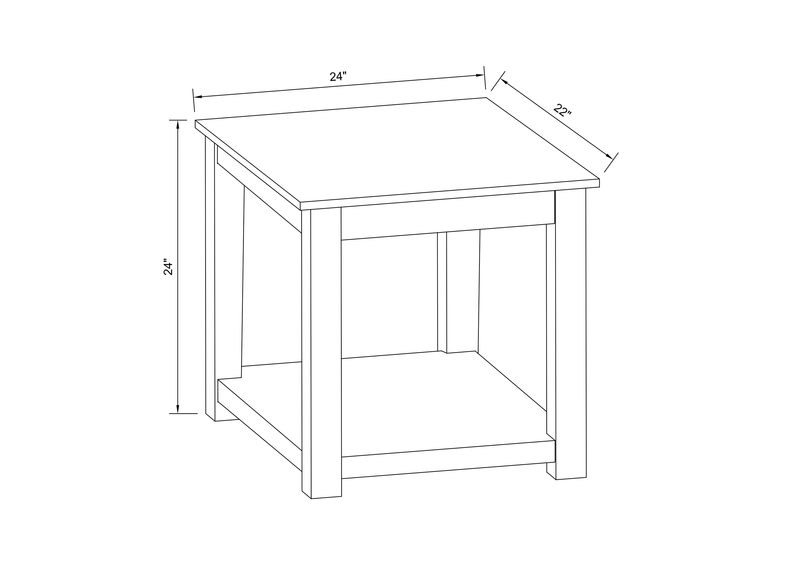  Sicily 22\" Traditional End Table with Shelf - Dark Espresso with Marble Look Top