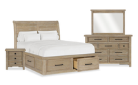Sonoma 6pc Bedroom Set with Storage Bed, Dresser, Mirror & Nightstand, Light Brown - Queen Size 