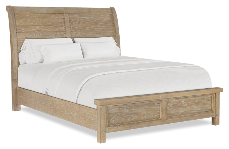 Sonoma Panel Bed with Headboard & Frame, Light Brown - Queen Size