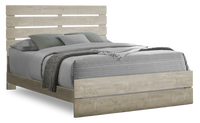 Soren Panel Bed with Slat Headboard & Frame, Bleached Oak - Queen Size