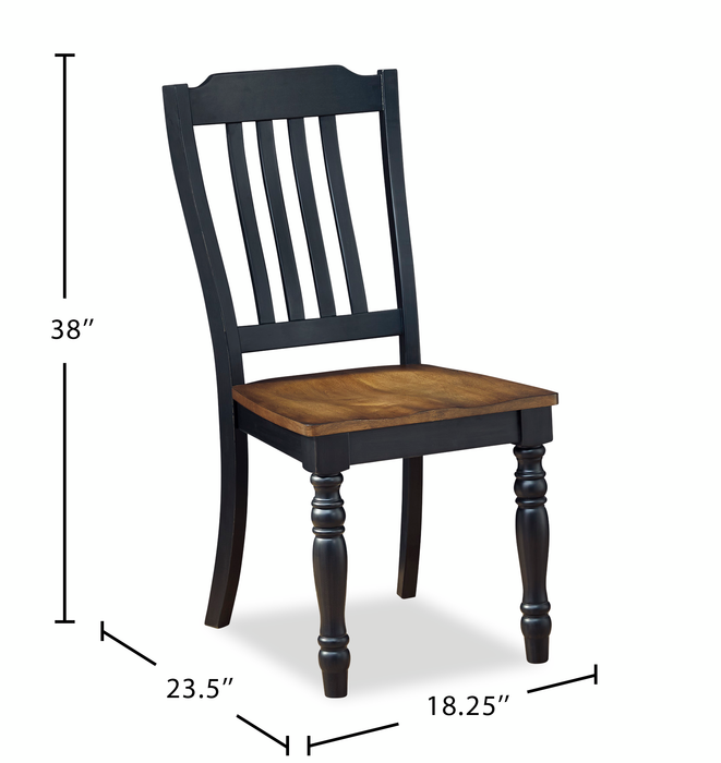 Stella Dining Chair, Wood, Slat Back - Black/Brown