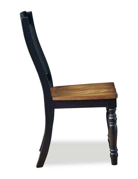Stella Dining Chair, Wood, Slat Back - Black/Brown
