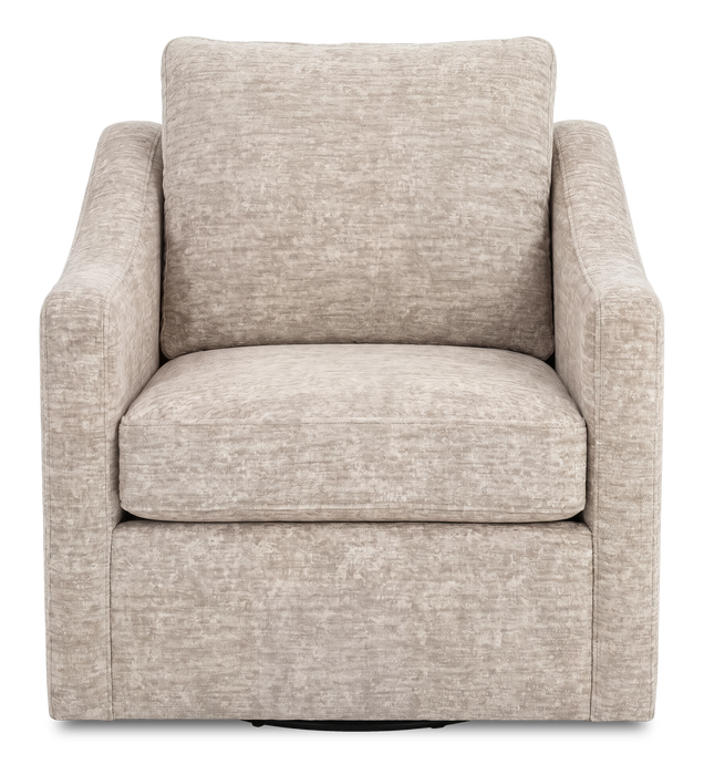 Made in Canada Sofa Lab Customizable Swivel 32\" Fabric Accent Chair – Plush Parchment