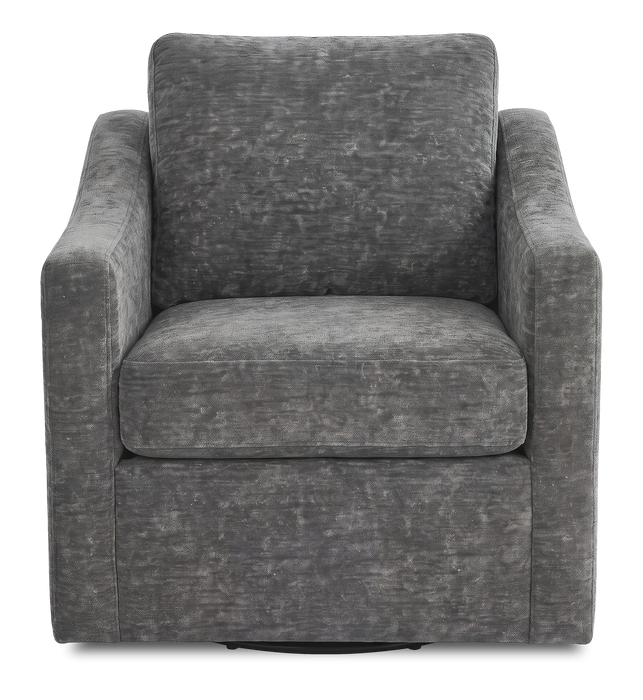 Made in Canada Sofa Lab Customizable Swivel 32\" Fabric Accent Chair – Plush Charcoal