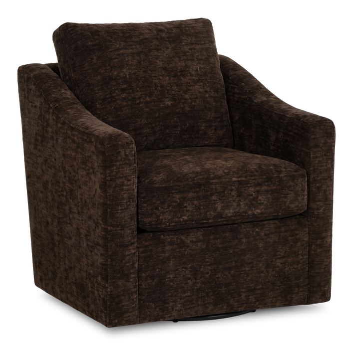 Made in Canada Sofa Lab Customizable Swivel 32\" Fabric Accent Chair – Plush Chocolate