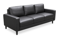 Sydney 77” Sofa Leather-Look Fabric Sofa with Removable Back Cushions - Black 