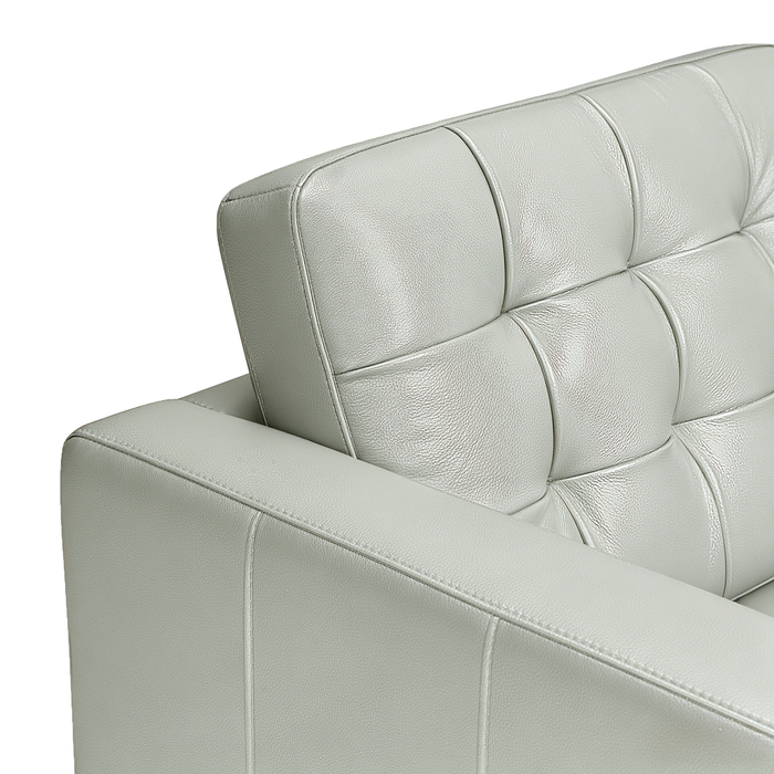 Theo 62\" Top-Grain Genuine Leather Loveseat with Removable Back Cushion and Wood Feet – Blue